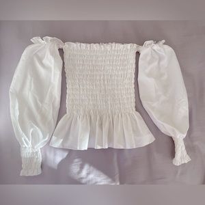 White Long Sleeves Bare Top